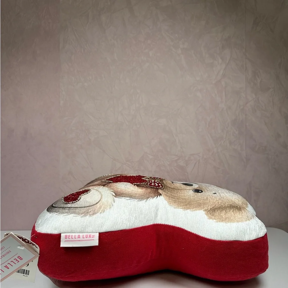 Bella Lux Heartfelt Valentines Teddy Bear Pillow - Red and White